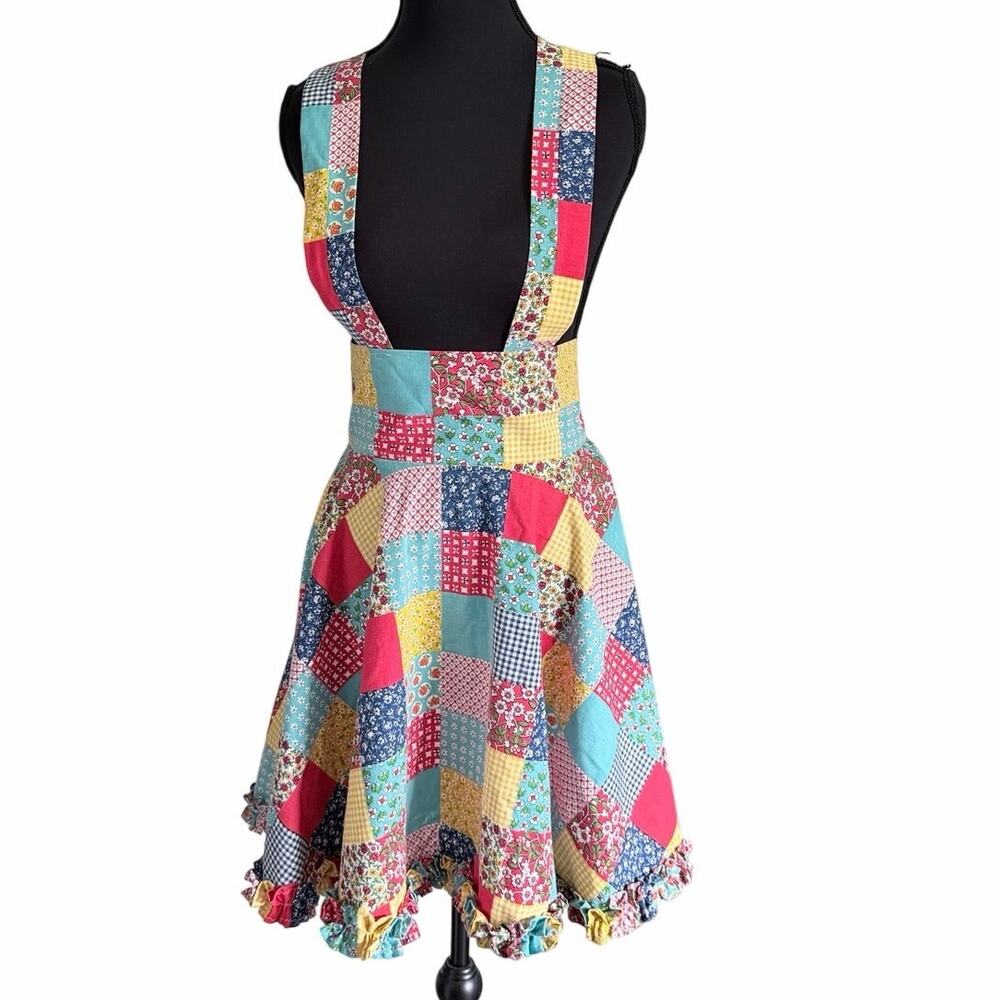 Handmade women’s skirt overalls skirtalls patchwork dopamine cottagecore small
